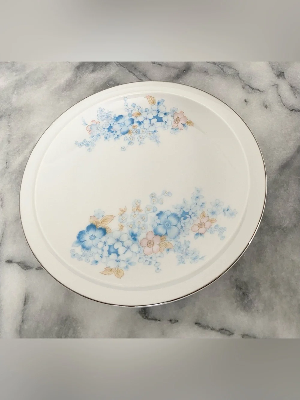 Vintage FANCI FLORAL Blue Morn Collection Japan Salad Plates (4)
